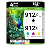 912XL Cartuchos Compatible para HP 912 Cartucho de Tinta para HP 912 XL | para HP Cartucho Officejet 8012 8014 8015 8017 para HP OfficeJet Pro 8022 8023 8024 8025 AIO Drucker (4-Paquetes)