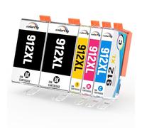 912xl para HP 912 Juego de Cartuchos de Impresora y HP 912xl Multipack para HP OfficeJet Pro 8022 8020 8024 8023 8025 HP OfficeJet 8012 8014 8015, HP Officejet 8010 Cartuchos (5 Unidades)
