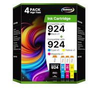 924 Cartuchos multipack compatibles para HP 924 924e para HP OfficeJet pro 8122e 8132e 8130e 8120e 8124e 8125e 8134e 8135e (cartuchos de impresora 924, negro, cian, amarillo, magenta, 4 unidades, sin