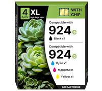 924e 924 Cartuchos compatibles para HP 924 para HP Officejet Pro 8122e 8120e 8130e 8124e 8125e 8135e 8120 8123 8128e 8130 8133 8134e 8138e 923 4 e (negro Cian Magenta Yellow 4 Pack