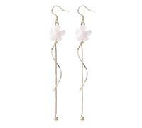 925 Aguja de Plata Fresca Margarita Blanca Borla Perla Pendientes Hermosos Pendientes Para Mujer, talla única, Cobre, Sin piedra preciosa