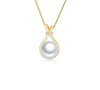 925 Charm for Gold Women Lucky Bag White Pearl Necklace, Sterling Silver, Cubic Zirconia