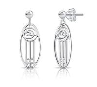 925 de plata de ley Juego de pendientes de Mackintosh diseño de rosas Oval poste y tuerca