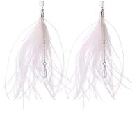 925 Earrings For Women,Feather Beaded Earrings Tassel Long European and American Pearl Earrings Earrings/White