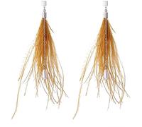925 Earrings For Women,Feather Beaded Earrings Tassel Long European and American Pearl Earrings Earrings/Yellow