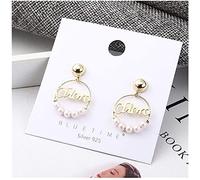 925 Earrings For Women,Letter Pearl Earrings S925 Needle Ear Circle Circle Earrings Yuanqi Girl Ear Ornaments/