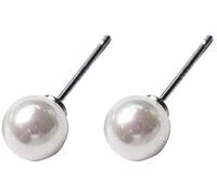 925 Earrings For Women,Pearl Earrings 14K AAA Quality Round White Cultured Stud Pearl's Ear Jewelry/White-8Mm