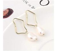 925 Earrings For Women,Plated Earrings Square Cutout S925 Needle Earrings Pearl Ear Jewelry for Girls As a Gift/14K