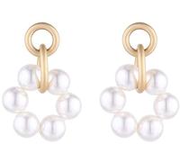 925 Earrings For Women,S925 Pin Earrings European and American Fashion Retro Cool Wind Pearl Earrings Plated Ring Interlocking Earrings