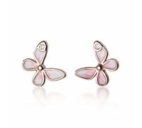 925 Exquisite Zirconia Enamel Butterfly Pink Stud Women Fashion Elegant Party High-End Earrings