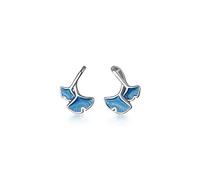 925 Fashion Blue Ginkgo Leaf Minimalist Romantic Jewelry Christmas Party Banquet High-End Earrings
