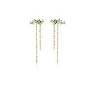 925 Flower Tassel Pendant Ladies Shiny Cubic Zirconia Jewelry High-End Earrings