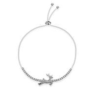 925 Heart Deer Antlers Lucky Love Charm Adjustable Chain Bracelets for Women Girls Birthday Anniversary Party Gifts for Women Girls