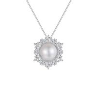 925 Jewelry Necklace for Women Pearl with Pendant Necklaces, Sterling Silver, Cubic Zirconia
