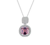925 Pendant Necklace, with Pink and White Necklaces 1.5CM, Sterling Silver, Cubic Zirconia