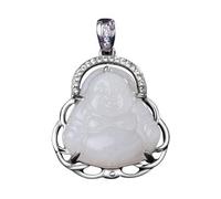 925 Silver Natural Jade Inglid Jade Maitreya Collar