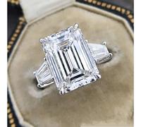 925 STERLING SILVER 5CT CUT EMERDA CUT MOISSANITE Cóctel de compromiso de boda Anillos de diamantes para mujeres joyas finas