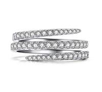 925 STERLING Silver CZ Simulada Diamante Anillo apilable Bandas Eternity Bandas Triplex RODA Simulada Diamante de corte brillante o Moissanites Anillo de declaración de boda unisex (8#)
