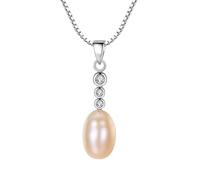 925 Sterling Silver Friendship Necklace for Women with Pearl and Cubic Zirconia Pendant Necklaces