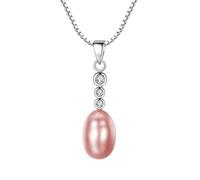 925 Sterling Silver Friendship Necklace for Women with Pearl and Cubic Zirconia Pendant Necklaces