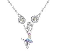 925 Sterling Silver Heart Voleiball Cheerleader Gymnastics Necklace for Women Birthday Gymnastics Dragon Anhänger, metal, Sin gemas