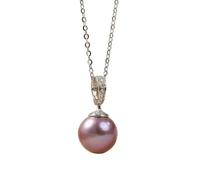 925 Sterling Silver Necklace for Women Elegant 12Mm Champagne White Purple Pearl Pendant Necklaces