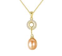 925 Sterling Silver Necklace, Round with Cubic Zirconia and Pearl Pendant Necklaces
