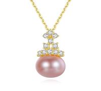 925 Sterling Silver Pendant Cute Necklace for Women with Cubic Zirconia and Pearl Necklaces