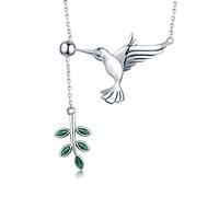 925 STERLING SILVER Spring Bird & Tree Hojas de hojas colgantes colgantes colgantes para mujeres joyas