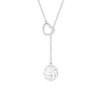 925 Sterling Silver Volleyball Necklace Pendant Heart Volleyball Jewelry Gifts for Teen Girls Women Player Lover (Volleyball enamel)