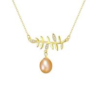 925 Sterling Silver Women, Women's Necklace Leaf with Pearl Pendant Necklaces