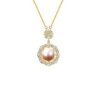 925 Sterling Silver Womens Necklace Heart and Pearl with Cubic Zirconia Pendant Necklaces