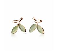 925 Synthetic Opal Branches and Leaves Plant Women's Creative Jewelry High-End Earrings