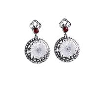 925 Versatile Retro Stud Earrings Floral Shape Women's Earrings Thai