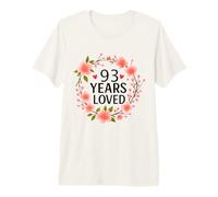 93 Years Loved Floral 93th Birthday Women 93 Years Old Camiseta Premium