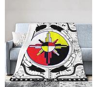 934 Manta Pelo Rueda Medicinal Nativos Americanos Manta Felpa De Sofá Reversible Manta Microfibra Manta De Sala para Cama, Viaje, Sofá 100x125cm