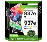 937 937XL - Cartuchos de Tinta para HP 937 937e (9120e) | Para HP Officejet Pro 9720e 9730e 9132e 9122e 9125e (negro, cian, magenta, amarillo, con chip)