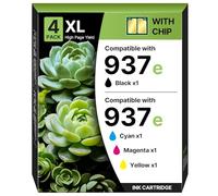 937 Cartuchos de impresora 937e Multipack XL Compatible para HP 937 Cartuchos de Impresora Multipack XL 937 XL 937XL para HP937 para HP Officejet Pro 9120 Cartuchos para OfficeJet 9730 9120b 9110b (4