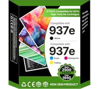 937 Cartuchos de impresora Multipack Compatible para HP 937e 937XL Cartuchos para HP OfficeJet Pro 9120e 9730e 9720e 9132e 9122e 9130e 9125e 9110b 9120b 9130b 9720 9730 All-in-One (4 unidades)