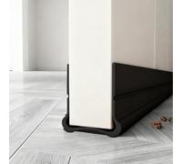 93cm Blanco Burlete Bajo Puerta, Autoadhesivo 2025 de Doble Sellado, Ajustable Tira de Sellado para Antipolvo, Aislamiento Acústico, Viento, Agua e Insectos (Negro)