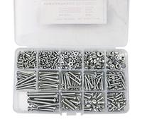 940 piezas M3 M4 M5 Cruz Pan Cabeza Tornillos Tuercas Pernos Arandelas Set 304 Acero Inoxidable Tuercas de Botón y Pernos Set para Oficina Industrial Electrónica con Caja de Almacenamiento