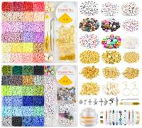 9407 Piezas Kit para Hacer Pulseras Abalorios Friendship Bracelet Cuentas con Letras para Pulseras Beads Cosas Making Set Pack Material Caja 48 Colores Clay Niñas Accesorios Collares Juego DIY 6mm