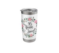 95 Years Loved Men Women Floral 95 Years Old 95th Birthday Vaso térmico de acero inoxidable de doble pared