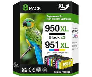 950XL 951XL Cartuchos de Tinta Multipack Compatibles con HP 950 951 XL Impresora Cartuchos Officejet Pro 8620 8600 8610 8100 8615 8616 8625 8630 8640 8660 251dw 276dw 271dw (Paquete de 8)
