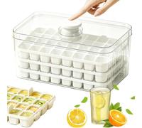 96-Grid Ice Tray with Bin - Press-Type Ice Cube Maker with Lid & Scoop