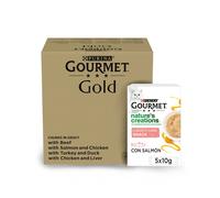 96 latas x 85 g + 15 sobres x 10 g Pack Comida Húmeda Bocaditos en Salsa Gato Adulto Gourmet