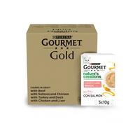 96 latas x 85 g + 15 sobres x 10 g Pack Comida Húmeda Bocaditos en Salsa Gato Adulto Gourmet