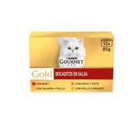 96 latas x 85 g Gourmet Gold Bocaditos en salsa latas para gatos