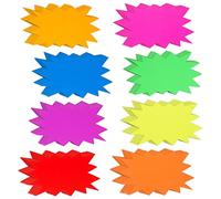 96 Letreros de Venta de Papel de Neón Starburst Etiqueta de Nombre Cartulina Etiqueta de Comida de Estrella de Neón Fluorescente Letrero de Tienda Minorista en Blanco de Colores Surtidos