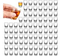 96 PCS Vasos De Chupito, Vasos Mini de Degustación 35 ml, Cristal en Forma de Huevo para Eventos, Vaso Individual con Base Gruesa, Vaso de Cristal Reforzado, Copas de para Licores Fuertes y Vodka